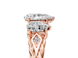 Rose gold Three-Stone Pear Cut Diamond Braided Band Ring with Four-Prong Setting_42