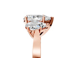 Rose gold Three-Stone Pear Cut Diamond Cathedral Engagement Ring with Prong Setting_11