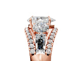 Rose gold Three-Stone Pear Cut Diamond Engagement Ring with Pave Band and Prong Setting_11