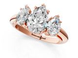Rose gold Three-Stone Pear Cut Diamond Engagement Ring with Prong Setting on a White Gold Band_43