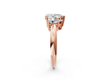 Rose gold Three-Stone Pear Cut Diamond Engagement Ring with Prong Setting on a White Gold Band_44
