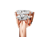Rose gold Three-Stone Pear Cut Diamond Engagement Ring with Prong Setting on a White Gold Band_47