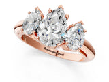 Rose gold Three-Stone Pear Cut Diamond Engagement Ring with Prong Setting on a White Gold Band_7
