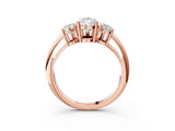 Rose gold Three-Stone Pear Cut Diamond Engagement Ring with Prong Setting on a White Gold Band_9