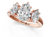 Rose gold Three-Stone Pear Cut Diamond Engagement Ring with Prong Setting_4