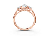 Rose gold Three-Stone Pear Cut Diamond Engagement Ring with Prong Setting_6
