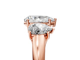 Rose gold Three-Stone Pear Cut Diamond Engagement Ring with Prong Setting_8