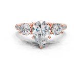 Rose gold Three-Stone Pear Cut Diamond Pavé Band with Four-Prong Setting_36
