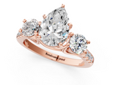 Rose gold Three-Stone Pear Cut Diamond Pavé Band with Four-Prong Setting_37