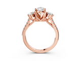 Rose gold Three-Stone Pear Cut Diamond Pavé Band with Four-Prong Setting_39