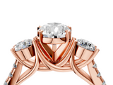 Rose gold Three-Stone Pear Cut Diamond Pavé Band with Four-Prong Setting_40