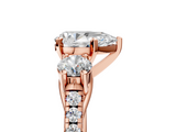 Rose gold Three-Stone Pear Cut Diamond Pavé Band with Four-Prong Setting_41