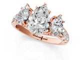 Rose gold Three-Stone Pear Cut Diamond Pavé Band with Prong Setting_4