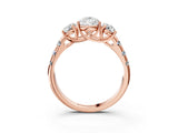 Rose gold Three-Stone Pear Cut Diamond Pavé Band with Prong Setting_6