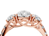 Rose gold Three-Stone Pear Cut Diamond Pavé Band with Prong Setting_7
