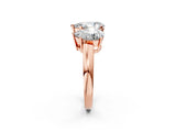 Rose gold Three-Stone Pear Cut Diamond Ring with Channel Set Band and Four-Prong Setting_20