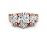 Rose gold Three-Stone Pear Cut Diamond Ring with Channel-Set Band and Four-Prong Setting_51