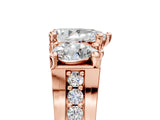 Rose gold Three-Stone Pear Cut Diamond Ring with Channel-Set Band and Four-Prong Setting_56