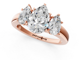 Rose gold Three-Stone Pear Cut Diamond Ring with Channel-Set Band and Four-Prong Setting_70