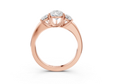 Rose gold Three-Stone Pear Cut Diamond Ring with Channel-Set Band and Four-Prong Setting_72