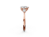 Rose gold Three-Stone Pear Cut Diamond Ring with Pear Side Stones in Four-Prong Setting_143