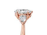 Rose gold Three-Stone Pear Cut Diamond Ring with Pear Side Stones in Four-Prong Setting_146