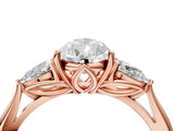 Rose gold Three-Stone Pear Cut Diamond Ring with Pear  Side Stones in Four-Prong Setting_16