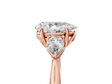 Rose gold Three-Stone Pear Cut Diamond Ring with Pear  Side Stones in Four-Prong Setting_17