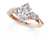 Rose gold Three-Stone Pear Cut Diamond Ring with Pear  Side Stones in Four-Prong Setting_19
