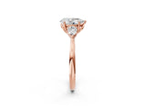 Rose gold Three-Stone Pear Cut Diamond Ring with Pear  Side Stones in Four-Prong Setting_20
