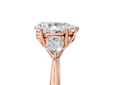 Rose gold Three-Stone Pear Cut Diamond Ring with Pear  Side Stones in Four-Prong Setting_23