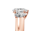 Rose gold Three-Stone Pear Cut Diamond Ring with Prong Setting and Classic Band_8