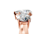 Rose gold Three-Stone Pear Cut Diamond Ring with Round Side Stones, Classic Band, and Four-Prong Setting_8