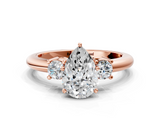 Rose gold Three-Stone Pear Cut Diamond Solitaire with Prong Setting and Classic Band_52