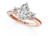 Rose gold Three-Stone Pear Cut Diamond Solitaire with Prong Setting and Classic Band_53