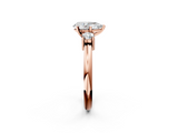 Rose gold Three-Stone Pear Cut Diamond Solitaire with Prong Setting and Classic Band_54