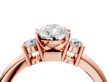 Rose gold Three-Stone Pear Cut Diamond Solitaire with Prong Setting and Classic Band_56