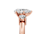 Rose gold Three-Stone Pear Cut Diamond Solitaire with Prong Setting and Classic Band_57