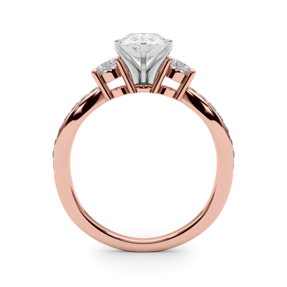 Rose gold Three-Stone Pear Cut Diamond Twist Band with Prong Setting 2