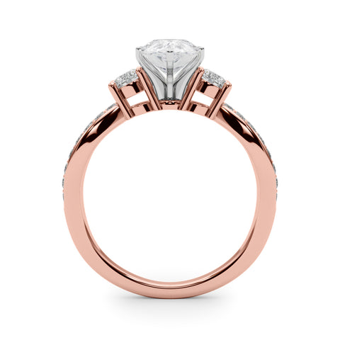 Rose gold Three-Stone Pear Cut Diamond Twist Band with Prong Setting 2