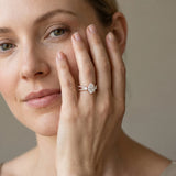 Rose gold Three-Stone Pear Cut Diamond Twist Band with Prong Setting_14