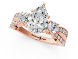 Rose gold Three-Stone Pear Cut Diamond Twist Band with Prong Setting_60