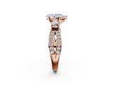 Rose gold Three-Stone Pear Cut Diamond Twist Band with Prong Setting_61
