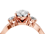 Rose gold Three-Stone Pear Cut Diamond Twist Band with Prong Setting_63