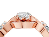 Rose gold Three-Stone Pear Cut Diamond Wave Pave Band with Prong Setting_19