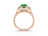 Rose gold Three-Stone Pear Cut Emerald Braided Band Ring with Four-Prong Setting_15