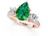 Rose gold Three-Stone Pear Cut Emerald Pavé Band with Four-Prong Setting_1