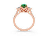 Rose gold Three-Stone Pear Cut Emerald Pavé Band with Four-Prong Setting_3