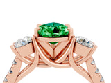 Rose gold Three-Stone Pear Cut Emerald Pavé Band with Four-Prong Setting_4