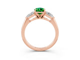 Rose gold Three-Stone Pear Cut Emerald Ring with Pear Side Stones and Four-Prong Setting_3